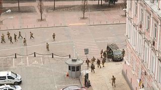 Ukraine military forces seen on streets of Kyiv