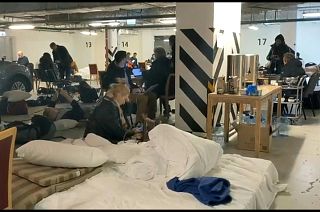 People have set up camp in the Radisson Blu hotel, Kyiv