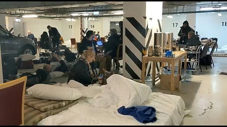 People have set up camp in the Radisson Blu hotel, Kyiv