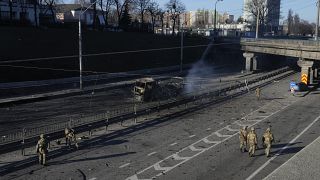 Уличные бои приближаются к центру Киева, 26 февраля 2022 г.