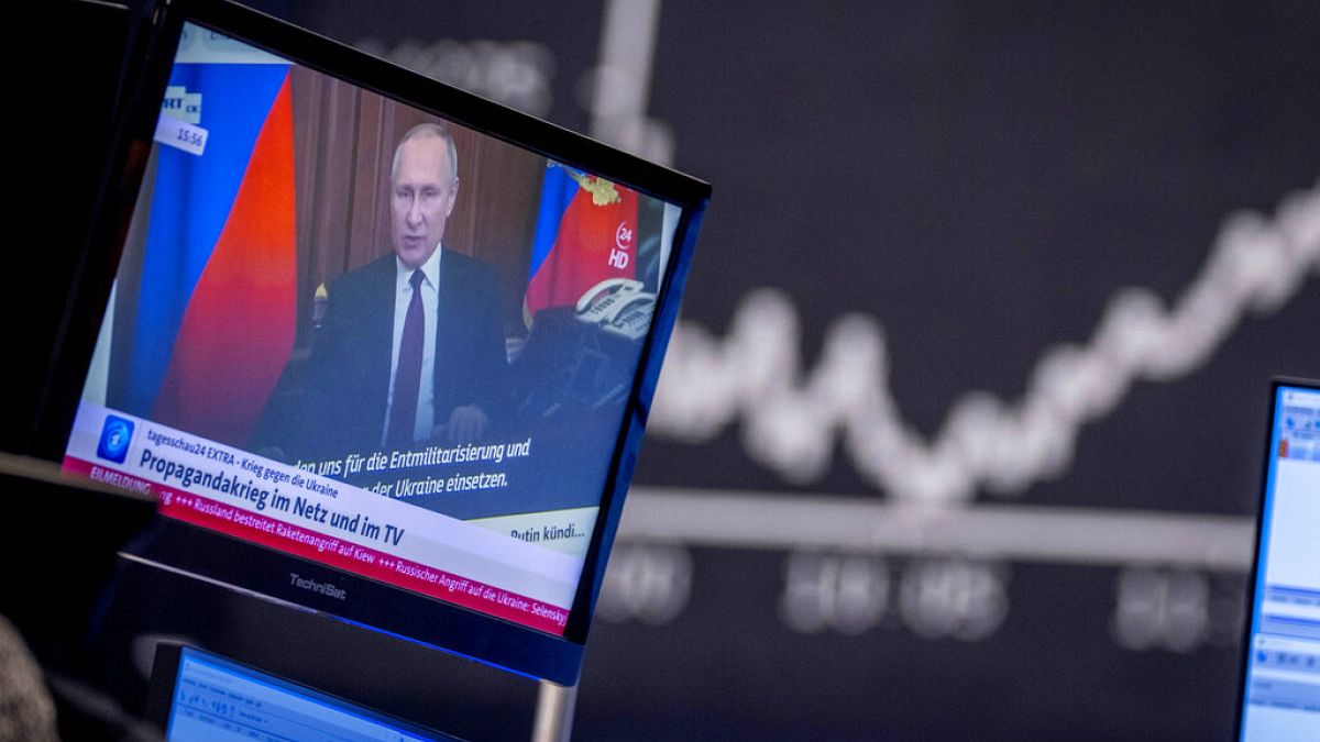 Vladimir Poutine s'exprimant à la télévision, le 25 février 2022