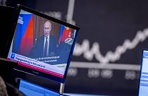 Vladimir Poutine s'exprimant à la télévision, le 25 février 2022
