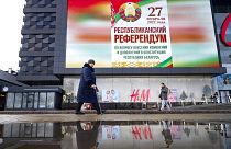A poster which reads "Referendum on constitutional amendments" in the Belarus capital Minsk.