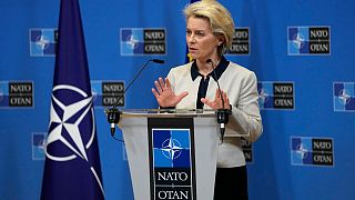 Az Európai Bizottság elnöke egy NATO-konferencián Brüsszelben 2022-02-24-én
