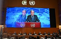 Le secrétaire général de l'ONU ouvrant la 48ème session du Conseil des droits de l'homme à Genève, Suisse, le 28 février 2022