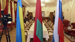  الوفد الأوكراني يصل إلى منطقة جوميل، بيلاروسيا، للقاء الوفد الروسي وإجراء محادثاتهما الأولى، يوم الاثنين 28 فبراير 2022. 