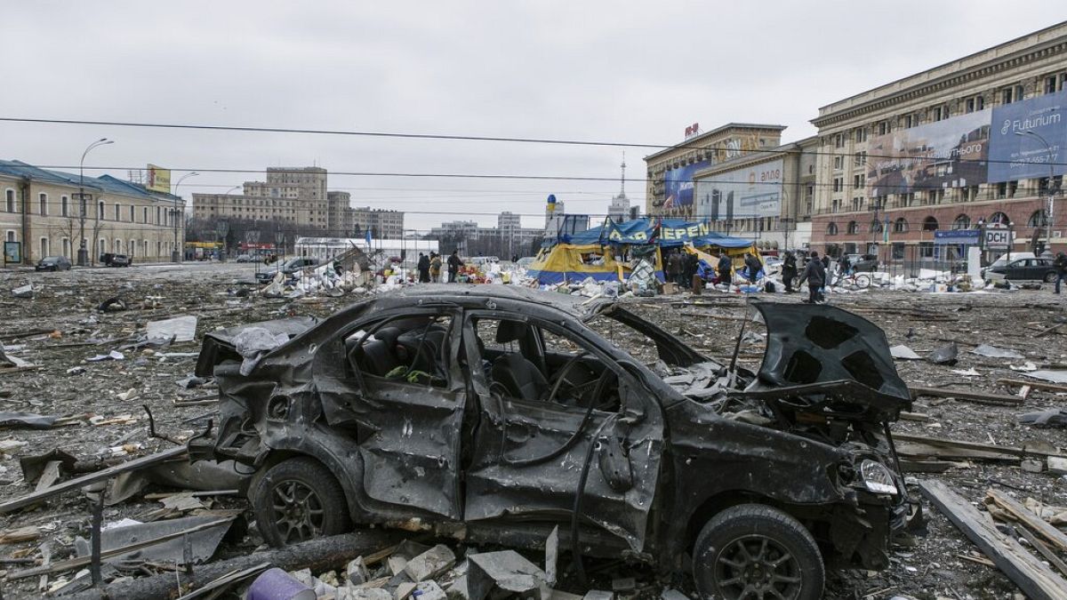 Die Großstadt Charkiw ist seit Beginn der Invasion unter russischem Beschuss, Ukraine 1. März 2022