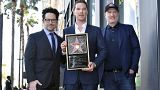 JJ Abrams, from left, Benedict Cumberbatch and Kevin Feige attend a ceremony honoring Cumberbatch with a star on the Hollywood Walk of Fame, Monday, Feb. 28, 2022, in LA