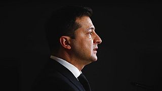 FILE - Ukraine's President Volodymyr Zelenskyy speaks during a media conference at an Eastern Partnership Summit in Brussels, Dec. 15, 2021.