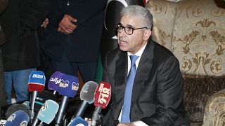 فتحي باشاغا يعقد مؤتمرا صحفيا بعد أن عينه نواب من الشرق كرئيس للحكومة المؤقتة الجديدة في طرابلس - ليبيا. 2022/02/10