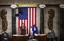 Le président américain Joe Biden s'exprime devant le Congrés lors de son discours sur l'état de l'union le 1er février.