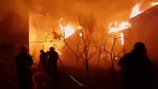 Firefighters in the Ukrainian city of Zhytomyr