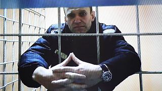 Alexei Navalny, pictured via video link from a prison in December.