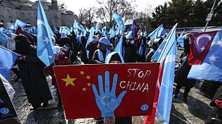 Çin Dışişleri Bakanı Wang Yi'nin Türkiye ziyareti sırasında Uygur Türkleri protesto eylemi düzenledi