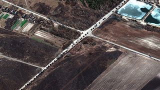 عکس ماهواره‌ای از کاروان نظامیان روس در نزدیکی کی‌یف