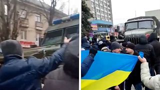 Citizens have angrily confronted Russian troops in occupied cities such as Melitopol (R) and Berdyansk (R).