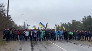 Proteste degli ucraini contro l'invasore russo