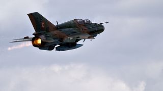 A MIG 21 Lancer -- similar to the one pictured -- and an IAR 330 Puma helicopter were involved in the crashes.