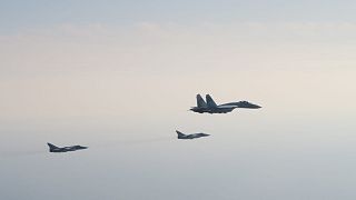 The four aircrafts flew briefly over Swedish airspace, according to the country's Armed Forces.