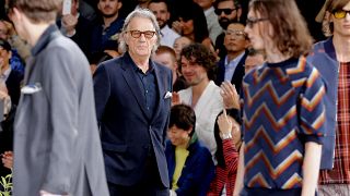 British designer Paul Smith appears, following the presentation of his men's Spring-Summer 2015 collection, presented in Paris, Sunday, June 29, 2014.