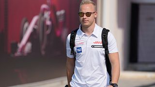 Haas driver Nikita Mazepin of Russia arrives to the Losail International Circuit in Losail, Qatar, Nov. 18, 2021
