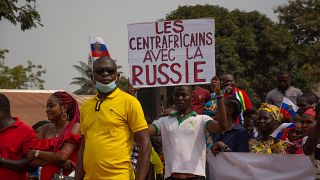 Pro-Russia protesters rally in Central African Republic