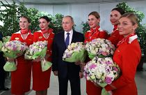 Wladimir Putin beim Besuch einer Flugschule der Fluggesellschaft Aeroflot
