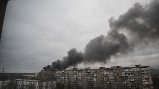 دخان يتصاعد بعد قصف القوات الروسية مدينة ماريوبول بأوكرانيا