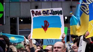 Rally held in New York`s Times Square in support for Ukraine