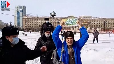 Police detain hundreds of Russians protesting across the country against war in Ukraine
