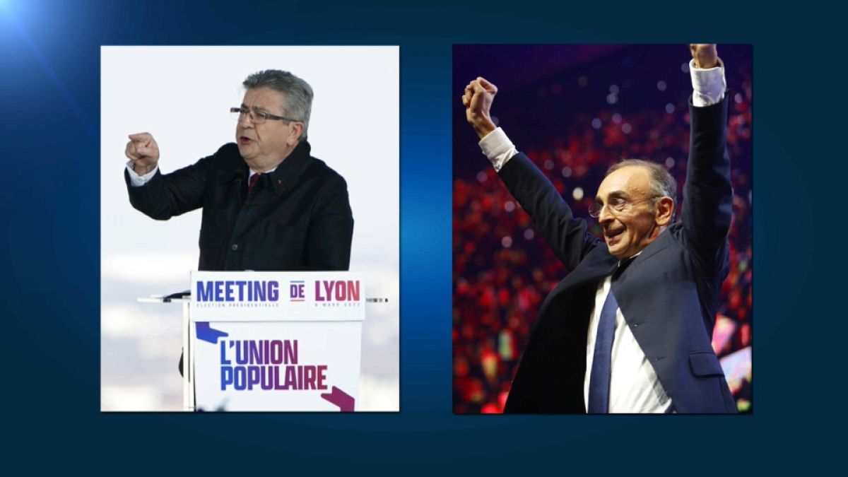 Jean-Luc Mélenchon et Eric Zemmour en meeting le 6 mars 2022