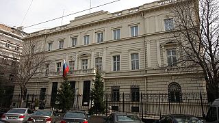 Farbbeutel-Angriff auf die russische Botschaft in Wien.