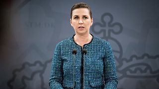 Danish Prime Minister Mette Frederiksen speaks to the media during a press conference in Copenhagen, Sunday March 6, 2022.