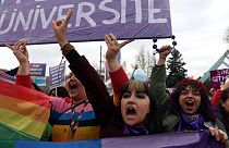 Una manifestazione in vista dell'8 marzo ad Ankara, in Turchia