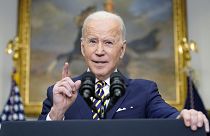 President Joe Biden announces a ban on Russian oil imports, toughening the toll on Russia's economy in retaliation for its invasion of Ukraine