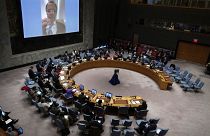 File pic: IAEA Director General Rafael Mariano Grossi, on screen, addresses the UN Security Council, Friday, March 4, 2022. 