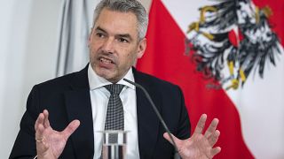 Austrian Chancellor Karl Nehammer presents new COVID19 regulations at a press conference in Vienna, Austria, Jan. 6, 2022