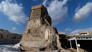إعادة ترميم حول مسجد النوري في البلدة القديمة من مدينة الموصل شمال العراق. 2022/02/23