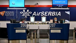 Archive - Un comptoir d'Air Serbia à l'aéroport de Belgrade - 21 mai 2020