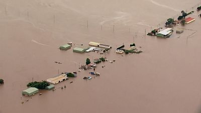 Flooded homes and buildings
