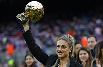 Alexia Putellas at the Nou Camp after winning 2021 Ballon d'Or