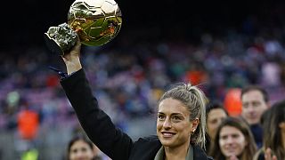 Alexia Putellas at the Nou Camp after winning 2021 Ballon d'Or
