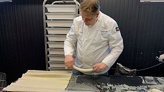 Arnaud Szalies at work in his Brussels bakery. 