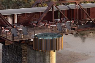 100-year-old train that sits on the Selati suspension bridge, in the iconic Kruger National Park, South Africa.
