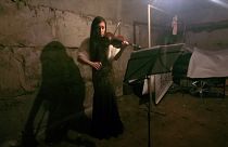 Vera Lytovchenko usually plays for Kharkiv City Opera orchestra but has been sheltering from bombardment since the invasion by Russia