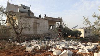 Archives : maison située dans le nord de la Syrie où se trouvait le chef du groupe Etat islamique; après le raid des forces spéciales américaines, le 3 février 2022
