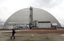 A csernobili erőmű felrobbant blokkjának szarkofágja