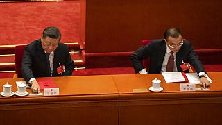 Çin Devlet Başkanı Şİ Cinping (solda) ve Başbakan Li Keqiang, Çin Ulusal Halk Meclisi toplantısında