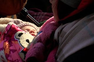 People waiting to evacuate