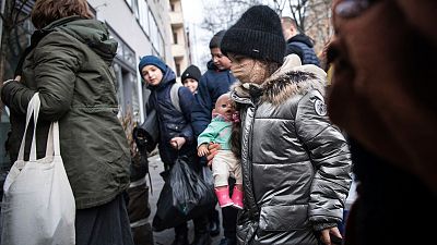 Children from an orphanage in Odesa, Ukraine, arrive at a hotel in Berlin, Friday, March 4, 2022.